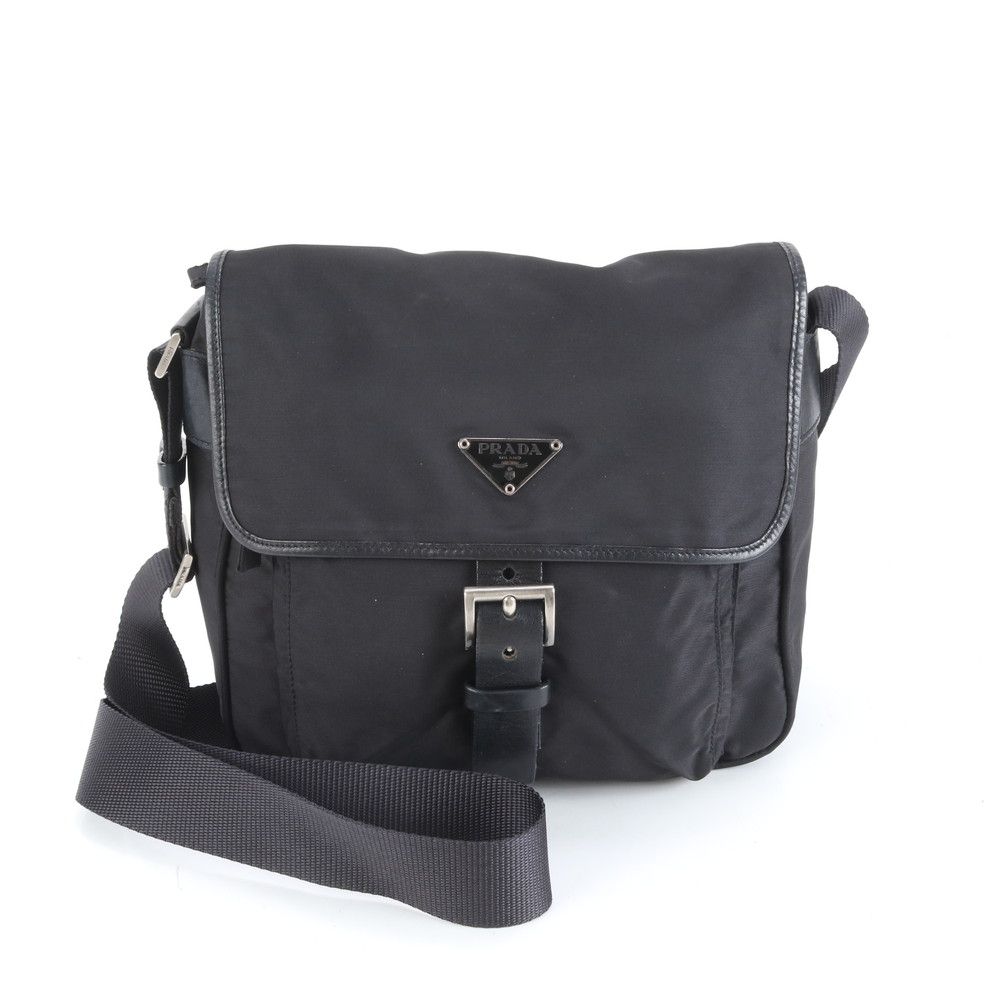 プラダ テスート ナイロン トライアングルロゴ レザー ショルダーバッグ メッセンジャー 通勤 ブラック メンズ ERM DE 33-5