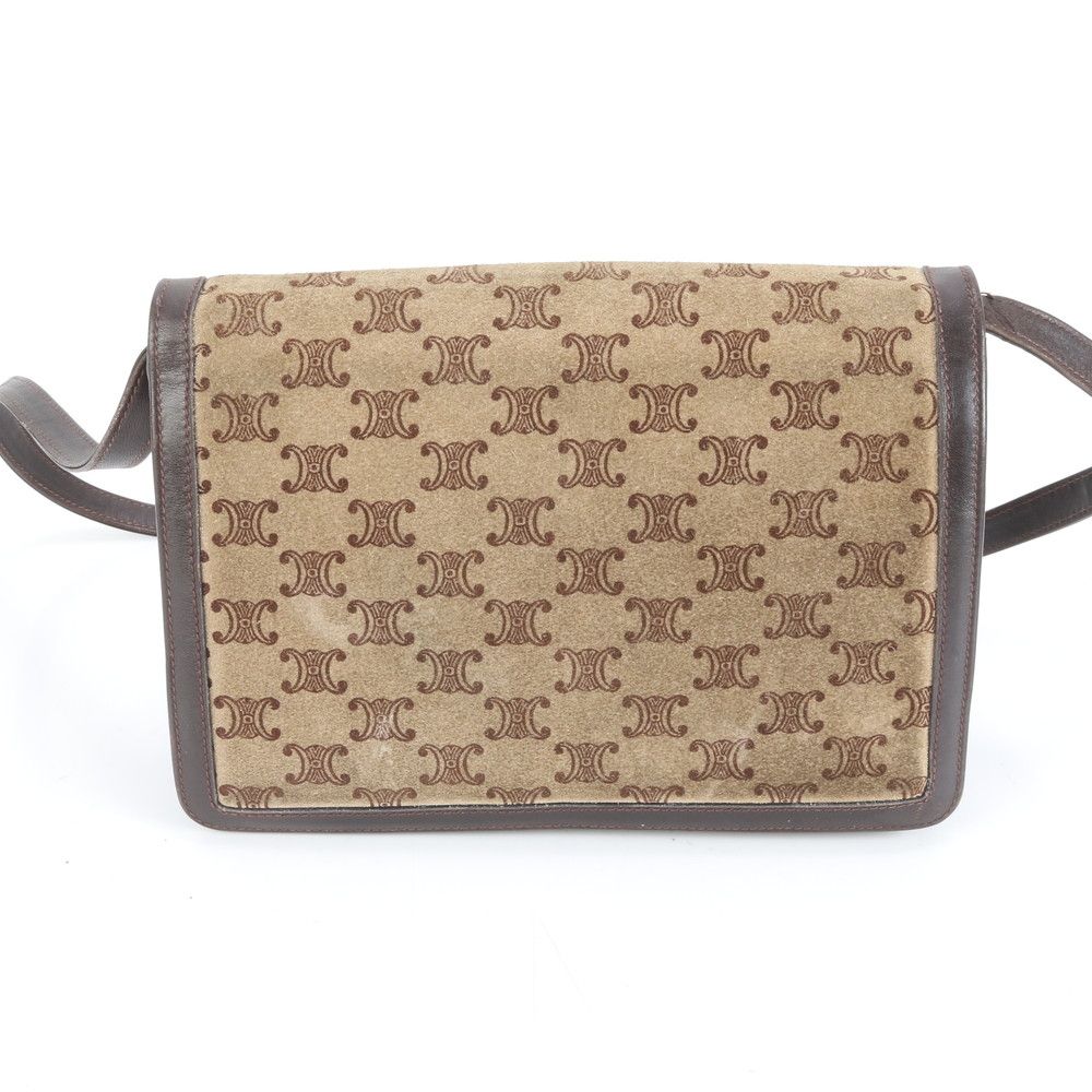 美品 セリーヌ ヴィンテージ マカダム トリオンフ レザー ショルダー