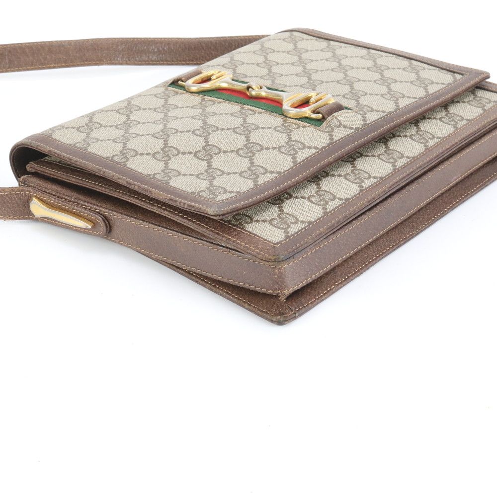 グッチ GGスプリーム ホースビット フラップ レザー ショルダーバッグ