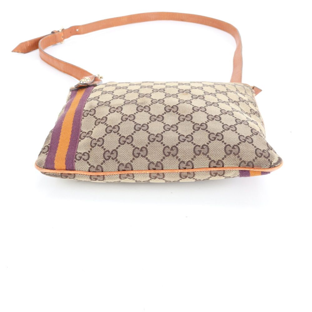 グッチ GGキャンバス シェリー ライン 144388 レザー ショルダーバッグ