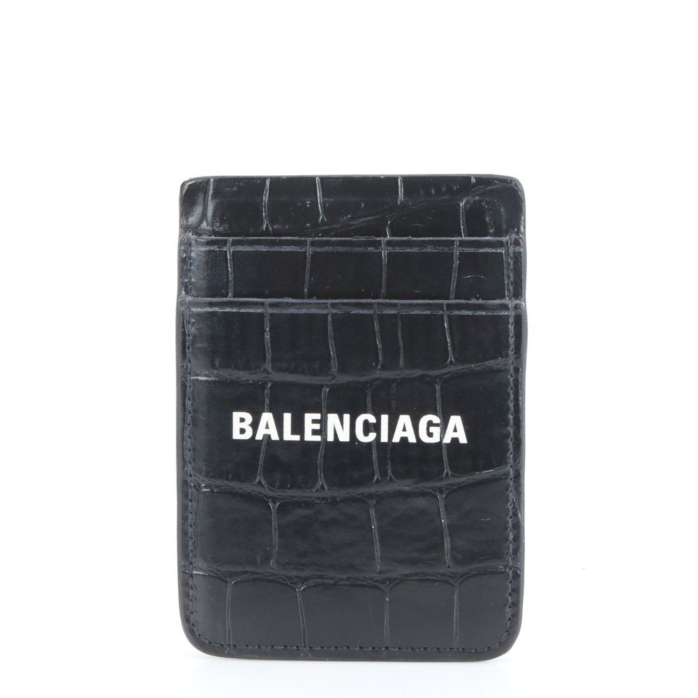 極美品 バレンシアガ クロコダイル エンボス カードケース ICカード