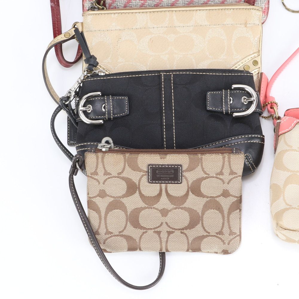 ✨美品 コーチ アクセサリーポーチ シグネチャー レザー キャンバス 5107 コーチ まとめ 7点 セット シグネチャー 財布 コインケース レザー