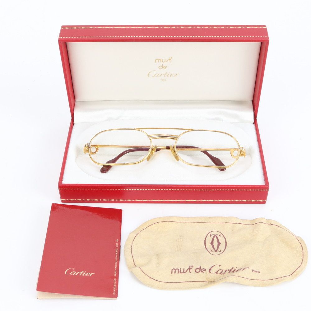 カルティエ ギャランティカード付 メガネ ゴールド 眼鏡 アイウェア ケース 付 ファッション MUM DE 12-9