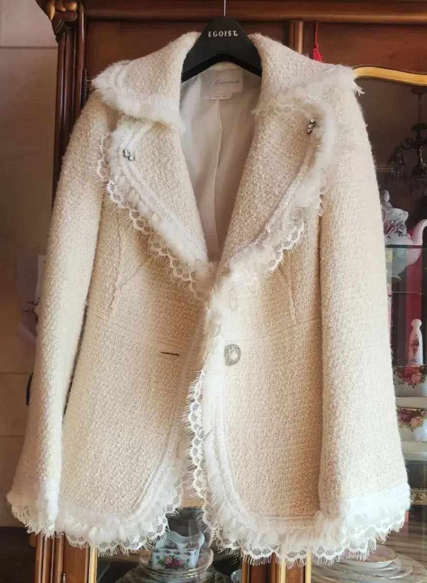 ジェイマドモアゼル ツイード レース アイボリー ジャケット