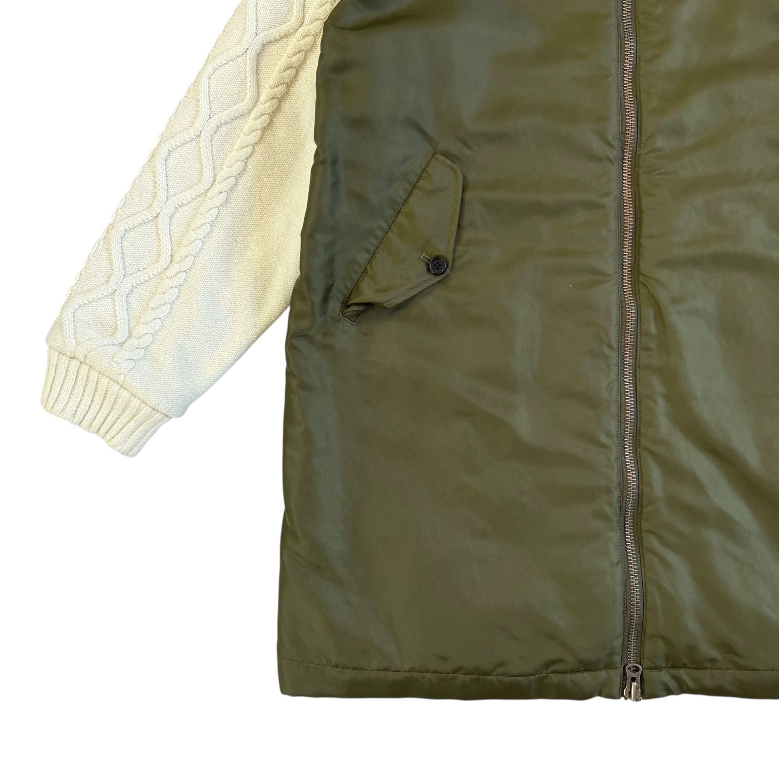 【希少】FRED PERRY フレッドペリー ボンバージャケット カーキ L FRED PERRY / フレッドペリー ニットスリーブ ボンバージャケット 異