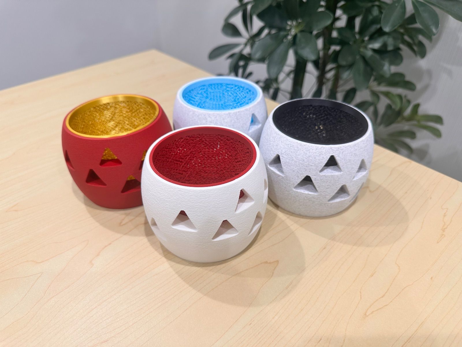 3Dプリンター製】選べる質感＆カラー 三角模様デザイン鉢 ｜3号 1個