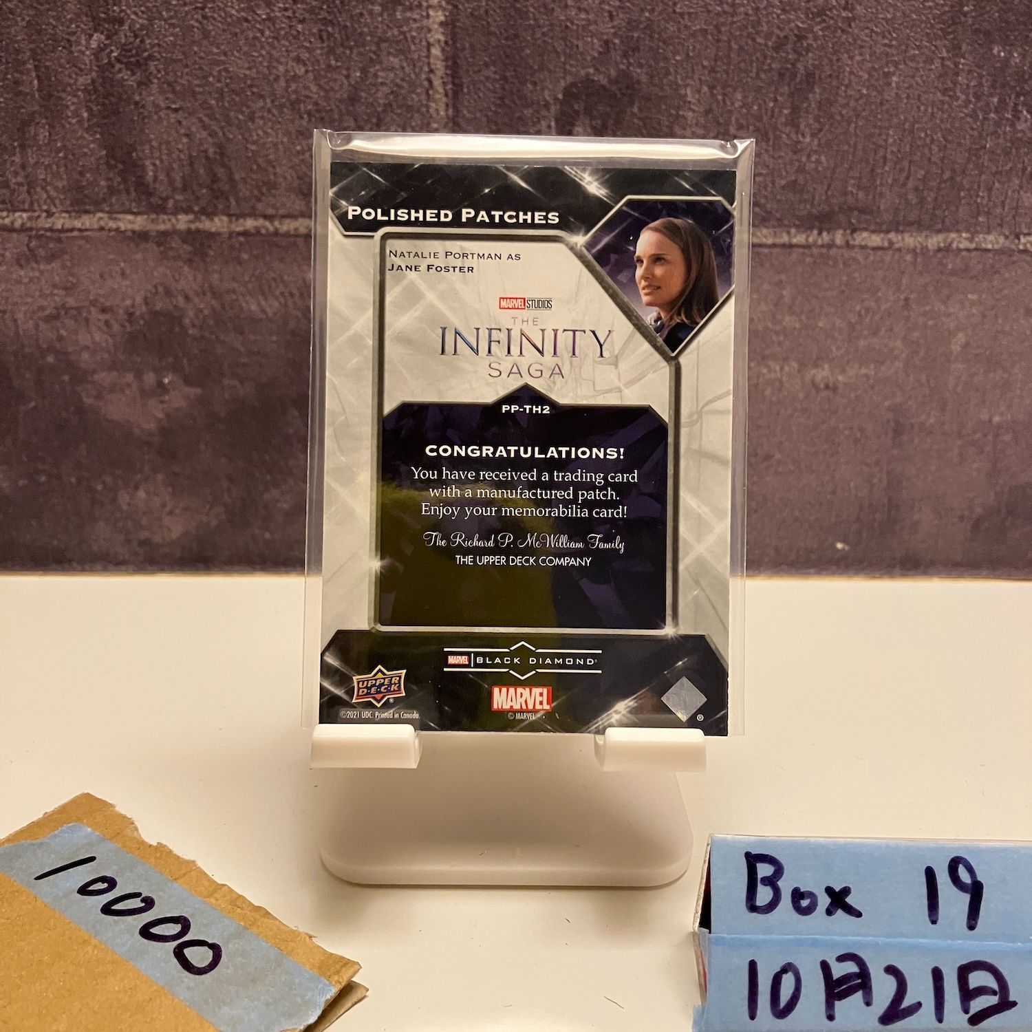 2021 Upper Deck Black Diamond Natalie Portman as Jane Foster Marvel Studios The Infinity Saga Polished パッチ カード