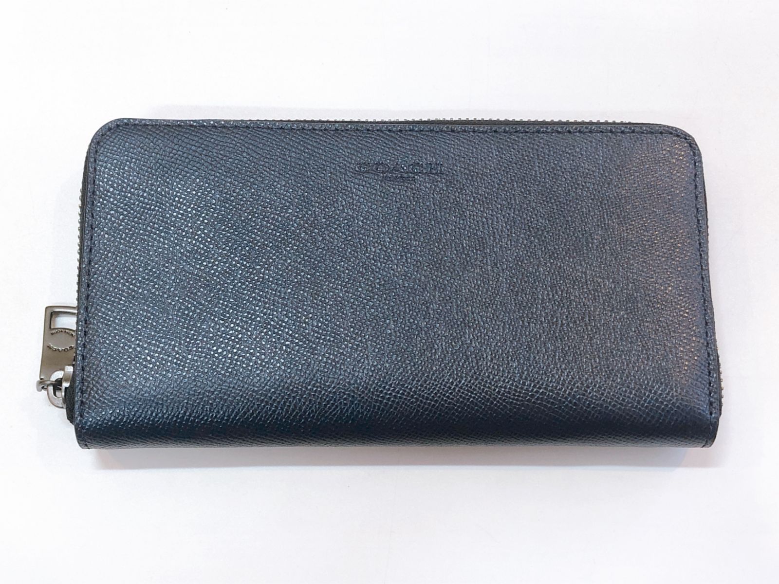 3374 コーチ アコーディオンウォレット 58107 クロスグレインレザー ネイビー COACH ブランド財布 長財布 メンズ ラウンド長財布 メンズウォレット