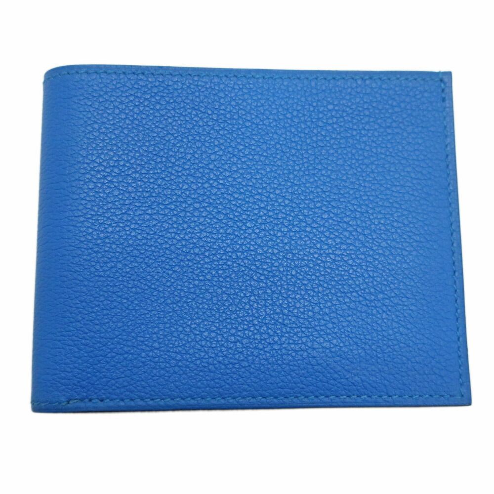 天白 エルメス 財布 シチズンツイル ブルー系 レザー 二つ折り A刻印 2017年頃製造 箱 小物
