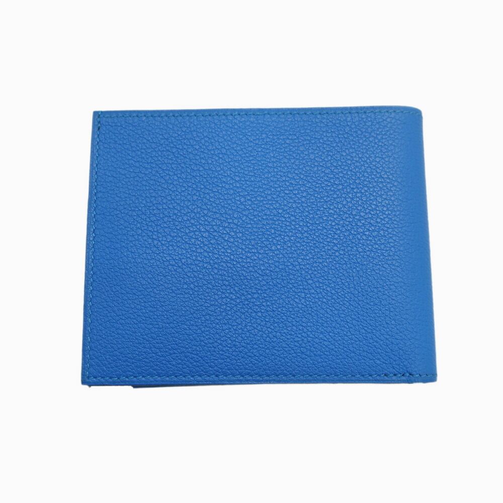 天白 エルメス 財布 シチズンツイル ブルー系 レザー 二つ折り A刻印 2017年頃製造 箱 小物