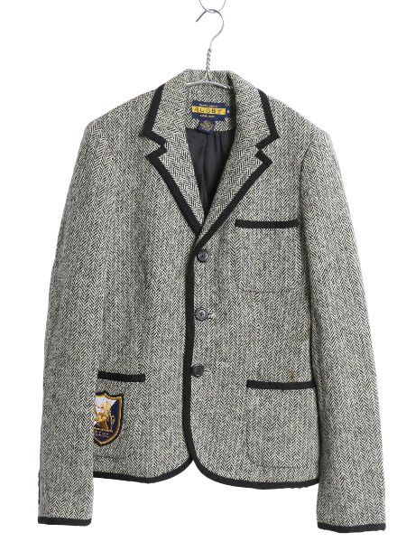 美品⭐︎ポロラルフローレン　テーラードジャケット　ツイード　グレー　ヘリンボーン ラグビー ラルフローレン ツイード テーラード ジャケット レディース