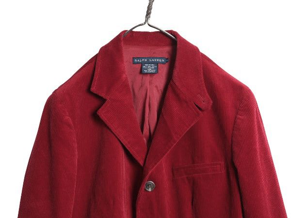90 s ラルフローレン 太畝 コーデュロイ テーラード ジャケット レディース M ポロ ブレザー ストレッチ コットン