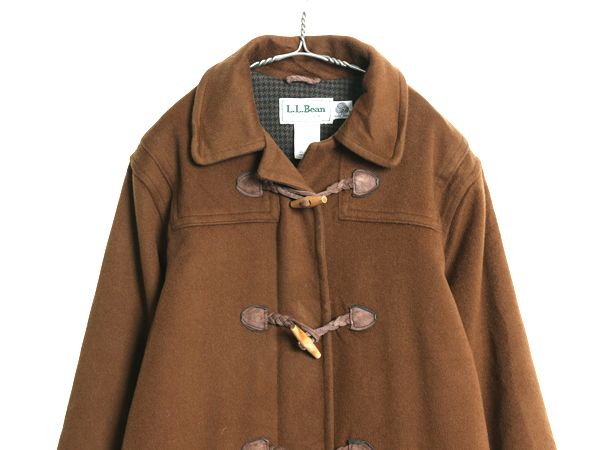 な ! 80 s エルエルビーン ダッフル コート レディース M メンズ 程 ヴィンテージ 旧タグ メルトン ウール ロング ライナー付き 中綿 茶
