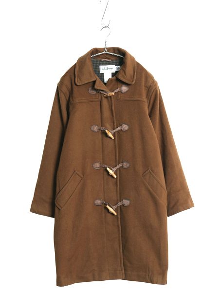 な ! 80 s エルエルビーン ダッフル コート レディース M メンズ 程 ヴィンテージ 旧タグ メルトン ウール ロング ライナー付き 中綿 茶