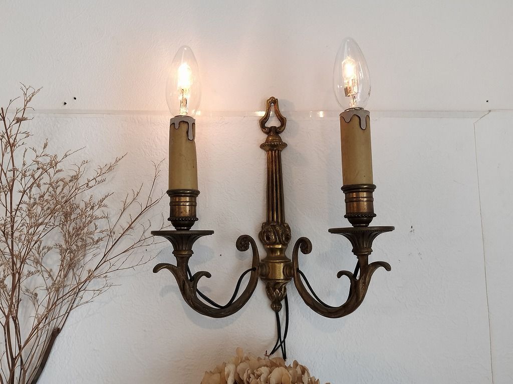 フランス アンティーク 壁かけ ランプ ブロンズ 2灯ブラケット - メルカリ