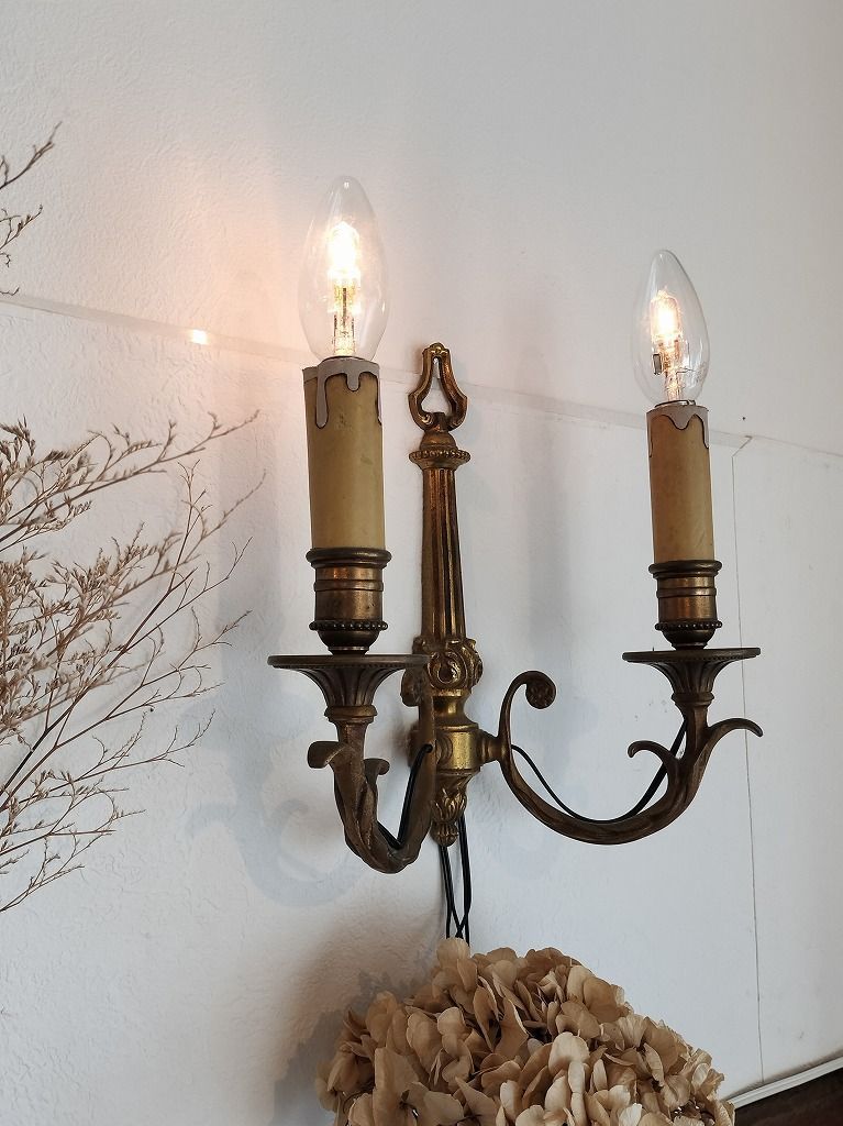 フランス アンティーク 壁かけ ランプ ブロンズ 2灯ブラケット - メルカリ