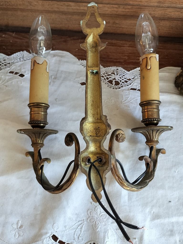 フランス アンティーク 壁かけ ランプ ブロンズ 2灯ブラケット - メルカリ