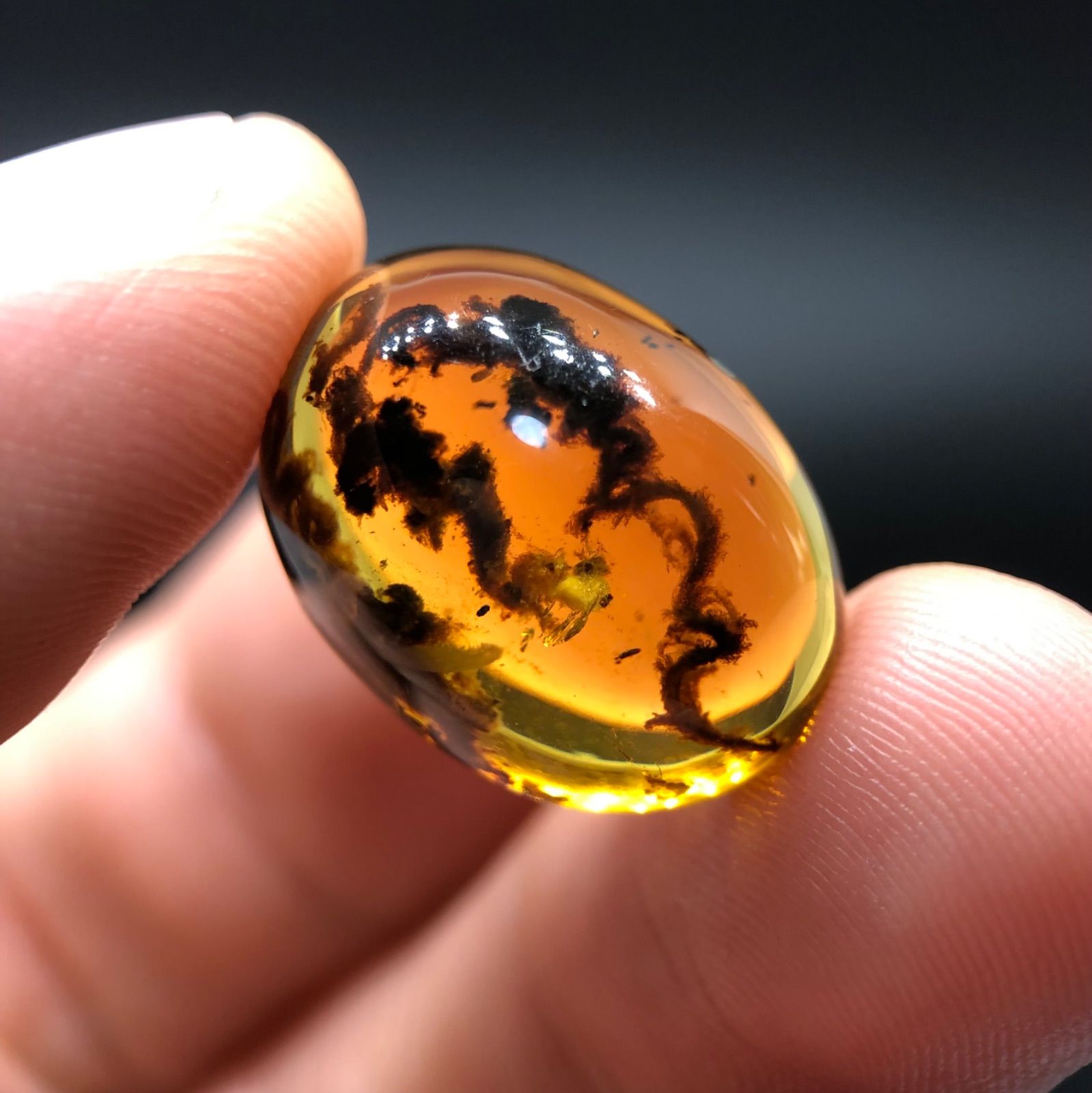 天然 非加熱 幻煙 バーマイト ルース 9 00 ct 20 5 x 15 2 10 mm 琥珀 コハク アンバー 1点物 CGL鑑別書付き