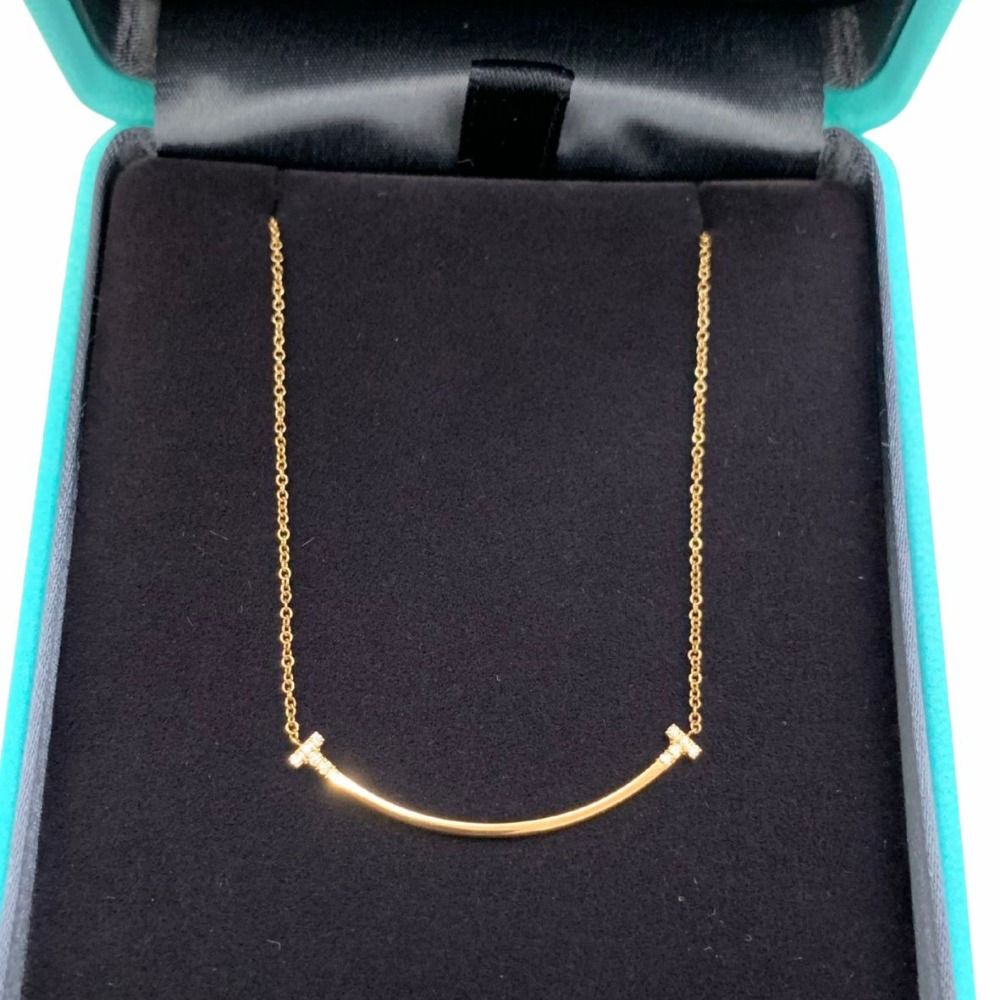ティファニー ネックレス スマイル ペンダント スモール 18 K イエローゴールド ダイヤモンド 0.03カラット レディース