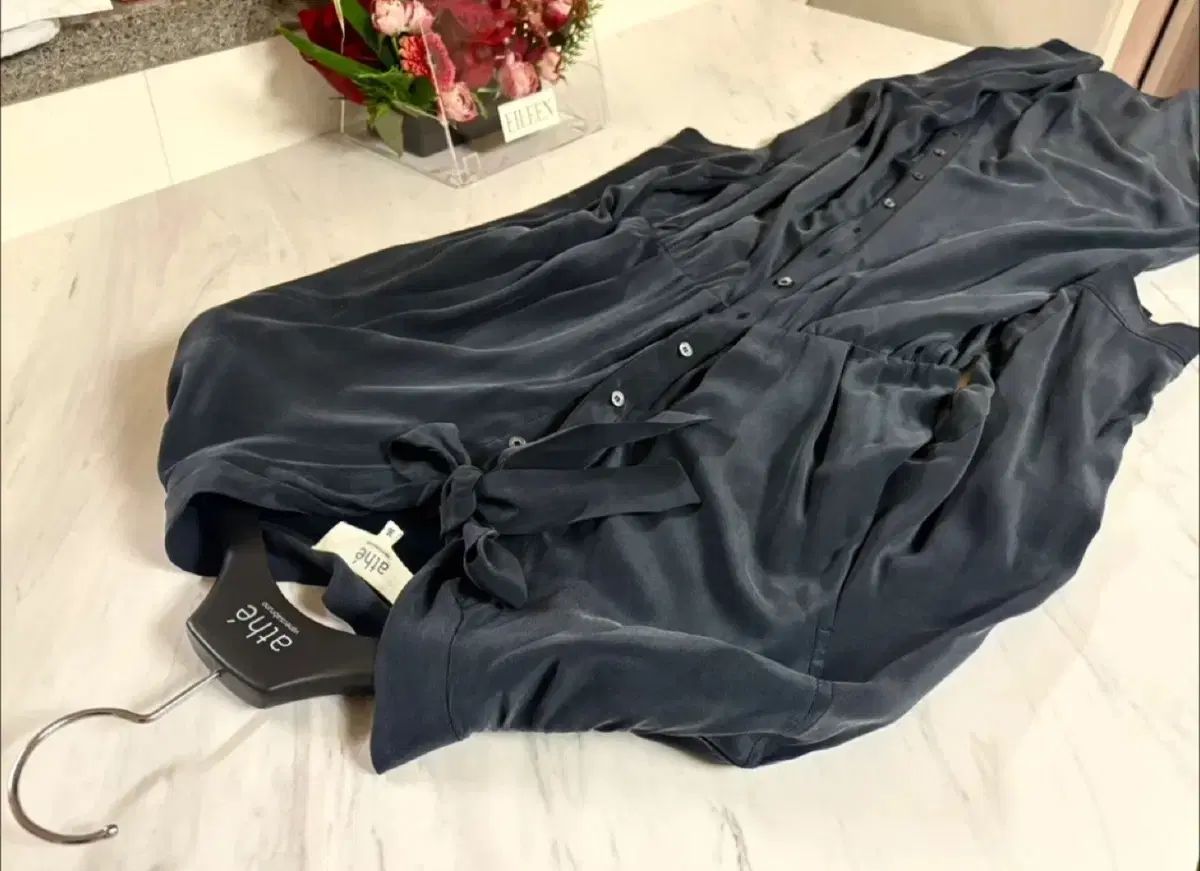  アメリカ製 Athe Vanessabruno シルク ONE PIECE 定価 70万円 長袖 七分袖 ひざ丈ワンピース