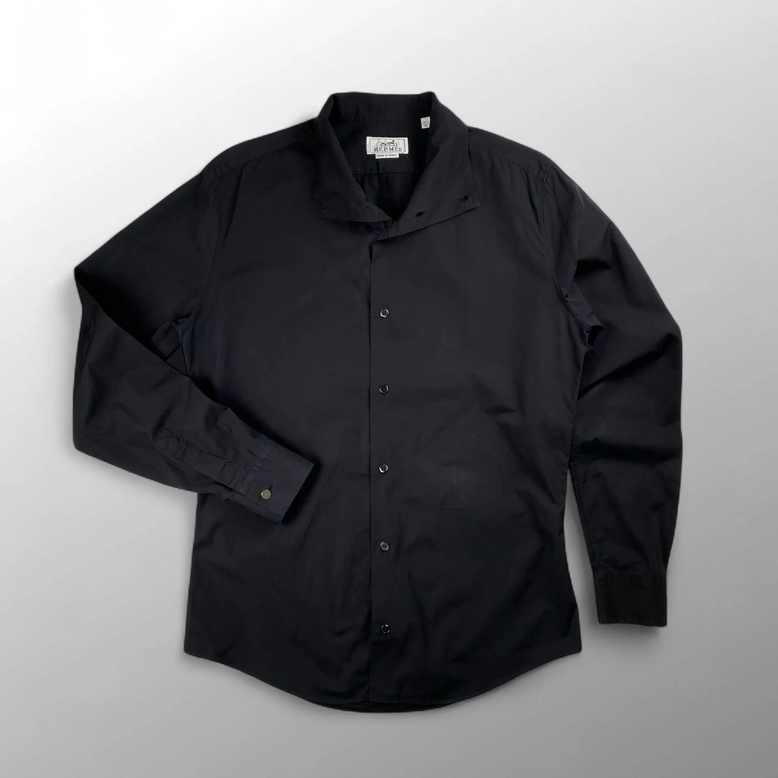 HERMES エルメス スタンド シャツ セリエボタン 変形デザイン SIZE 39 M程度