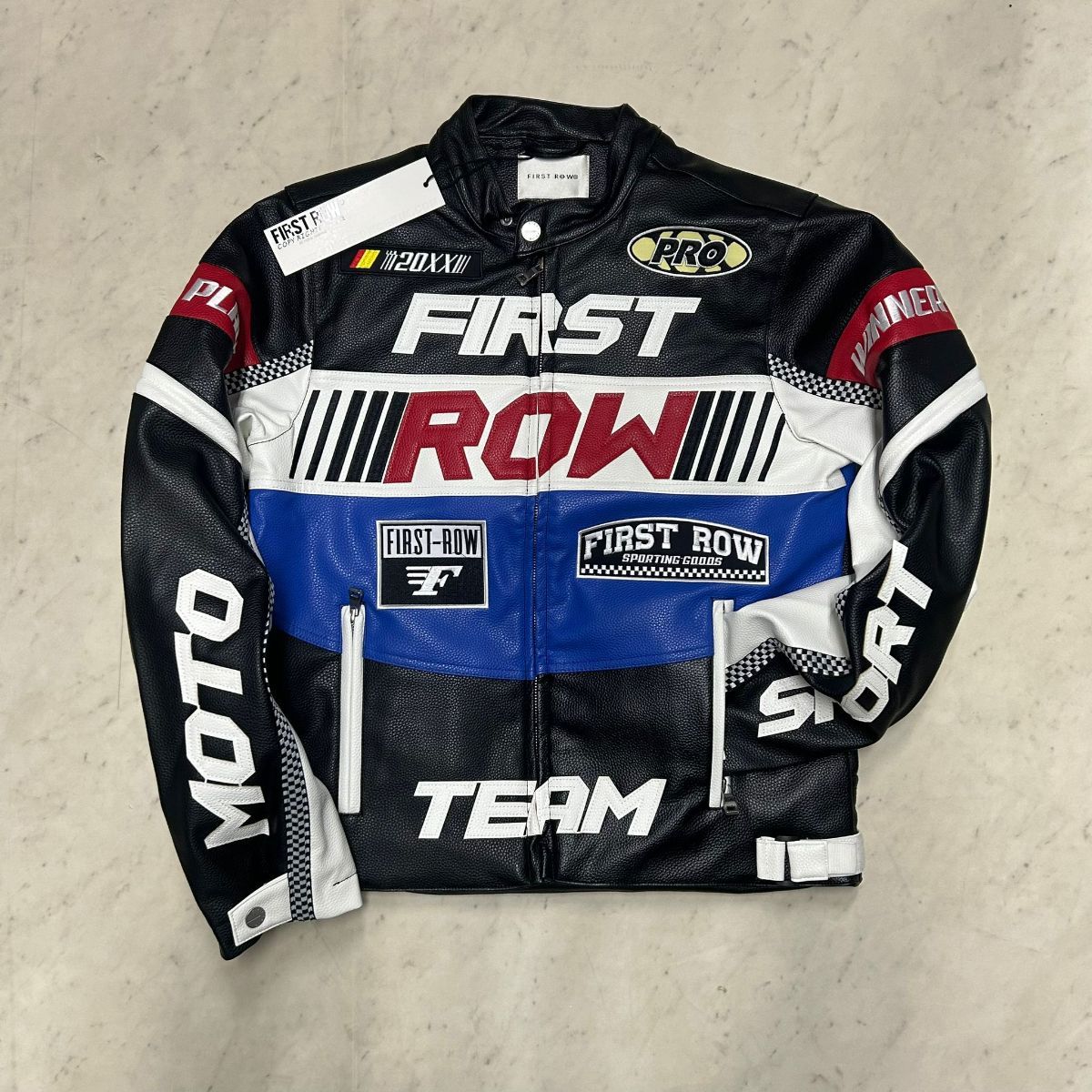 LA発祥 FIRST ROW ファーストロー Contrast Motor Racing モーターレーシング ジャケット 黒 (JK5)