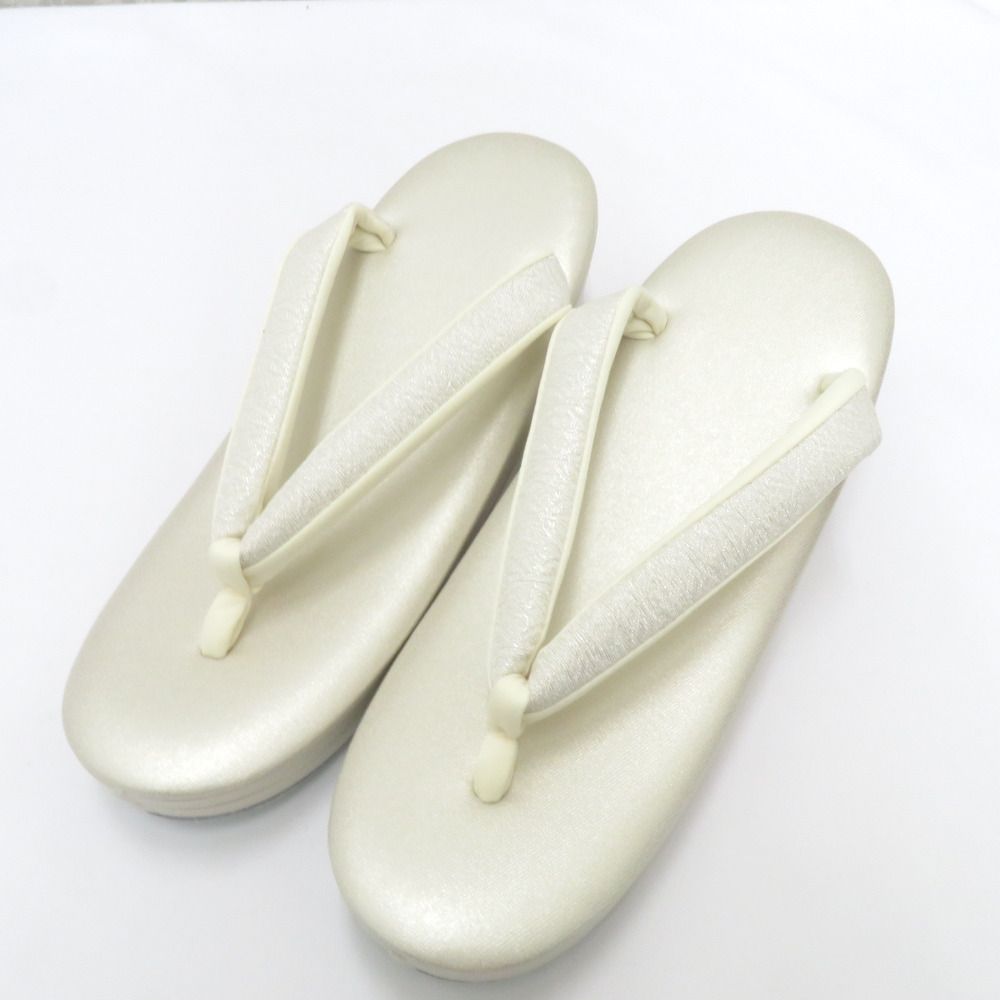 草履 白梅謹製 礼装用 LLサイズ 芯 フォーマル ホワイト×シルバー シャンパンゴールド 25.5 cm 牛皮底面
