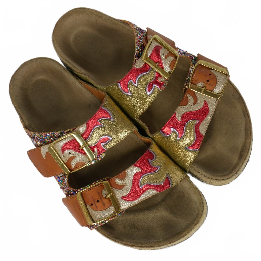 イザベルマラン ISABEL MARANT グリッター レザー サンダル 36 茶