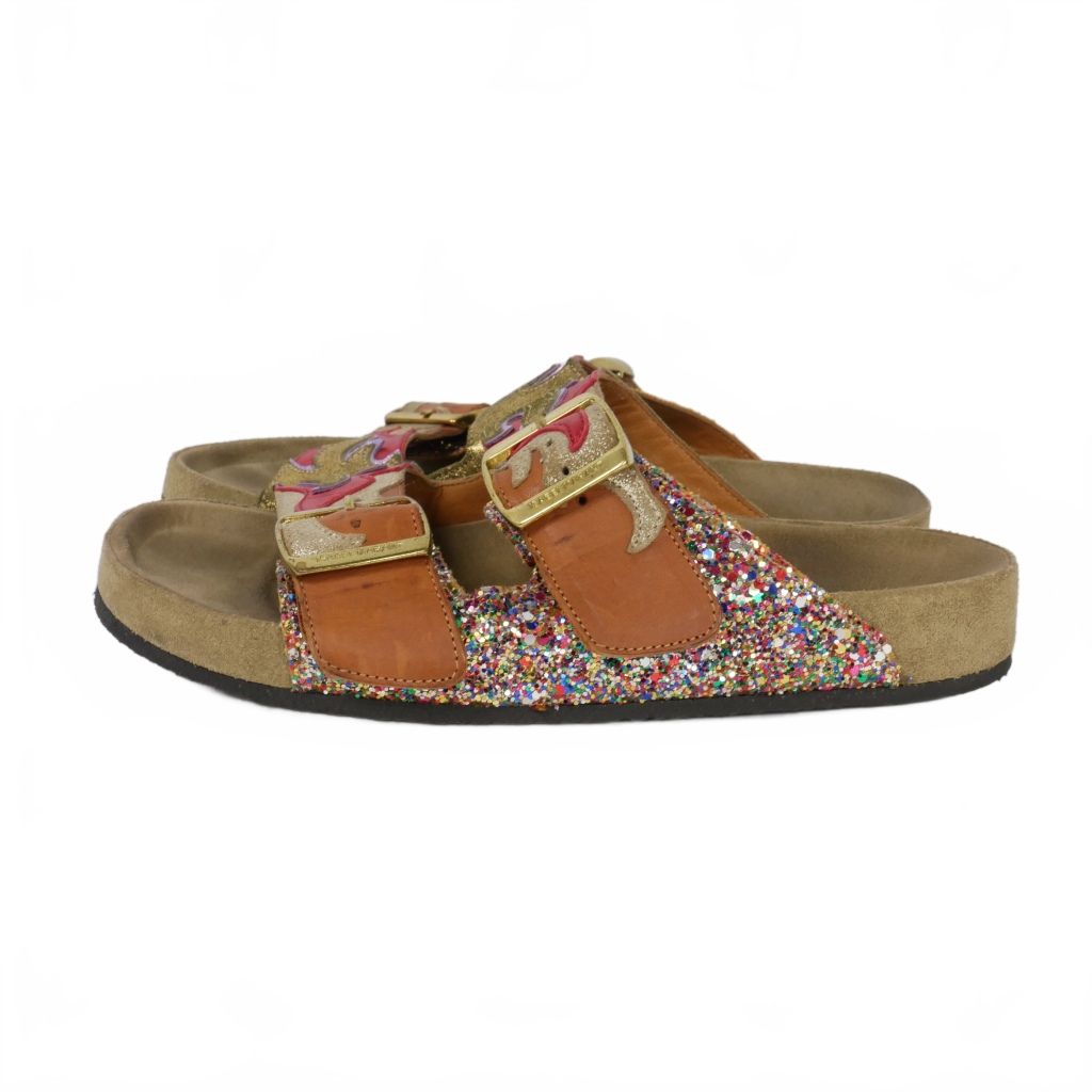 イザベルマラン ISABEL MARANT グリッター レザー サンダル 36 茶