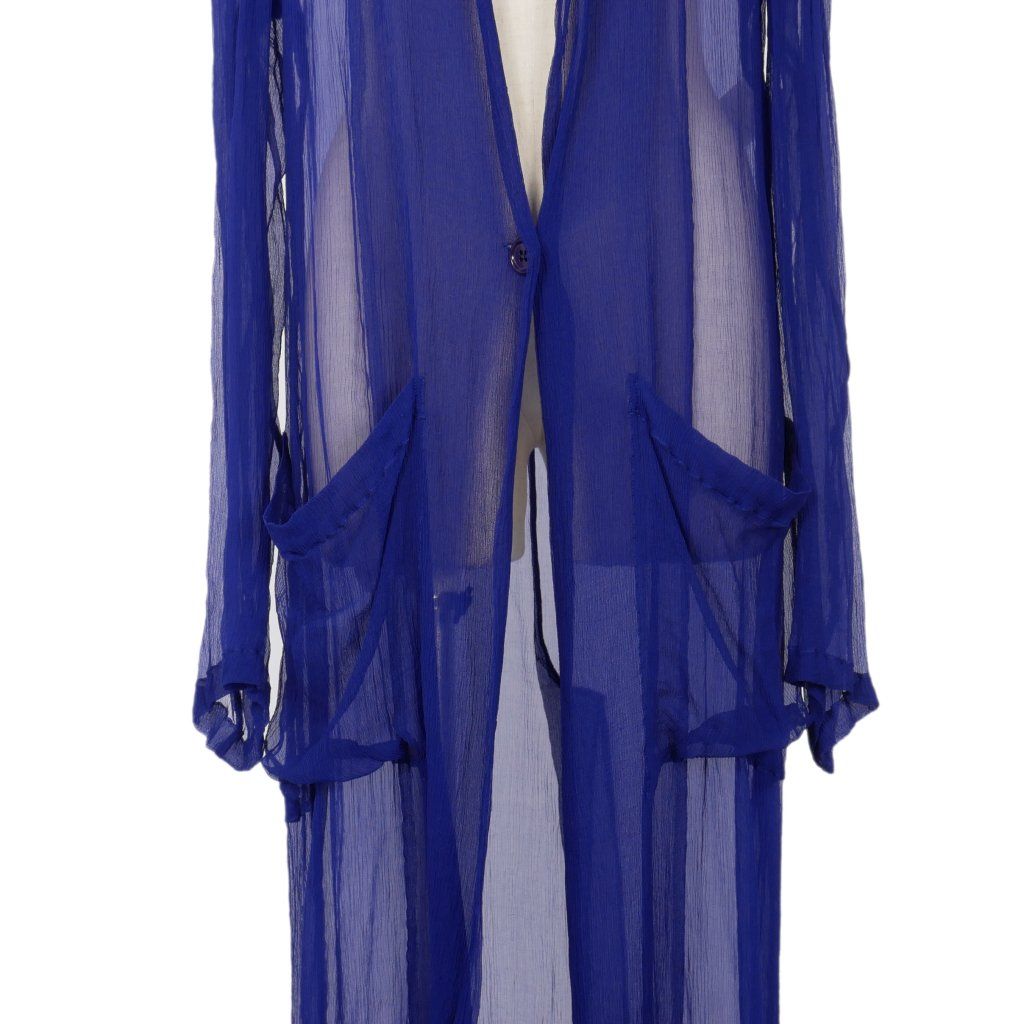  ドリスヴァンノッテン DRIES VAN NOTEN シースルー シルク ガウン カーディガン 36 青 ブルー その他 トップス