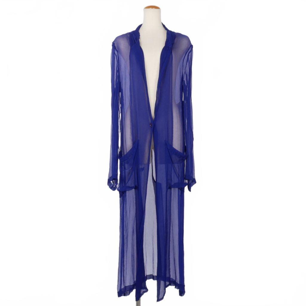 ドリスヴァンノッテン DRIES VAN NOTEN シースルー シルク ガウン カーディガン 36 青 ブルー
