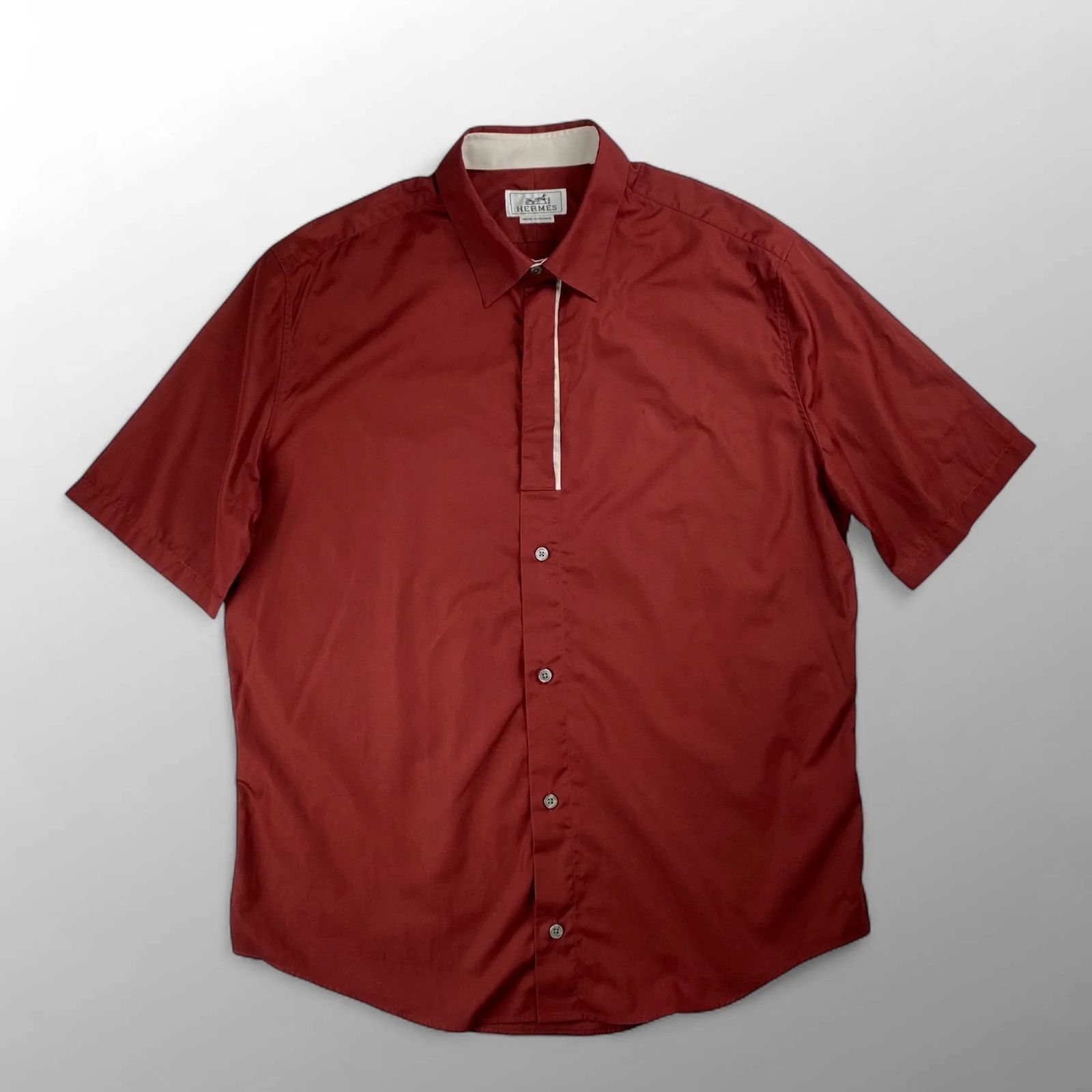 HERMES エルメス 半袖 ハイドボタン デザイン シャツ SIZE 40 L程度