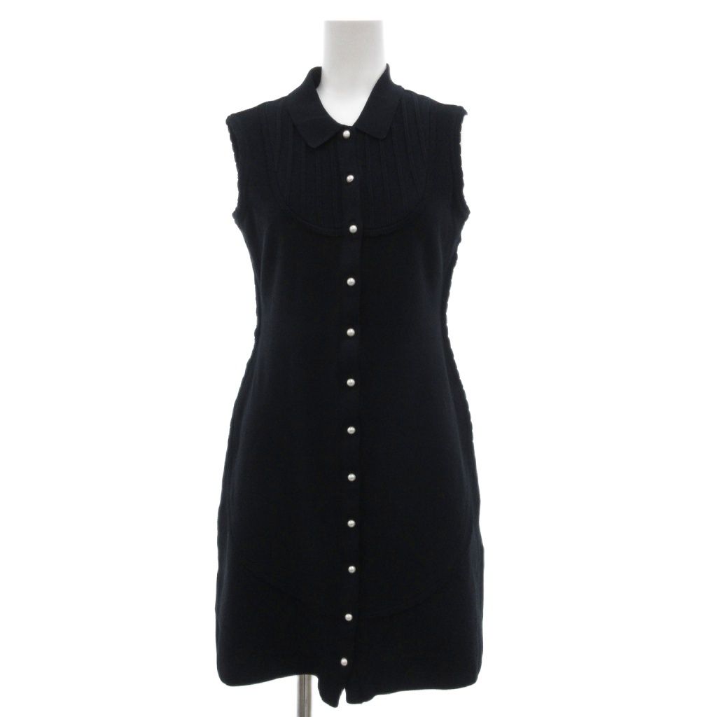 ルネ Rene 美品 ノースリーブシャツワンピース ニット スカラップ