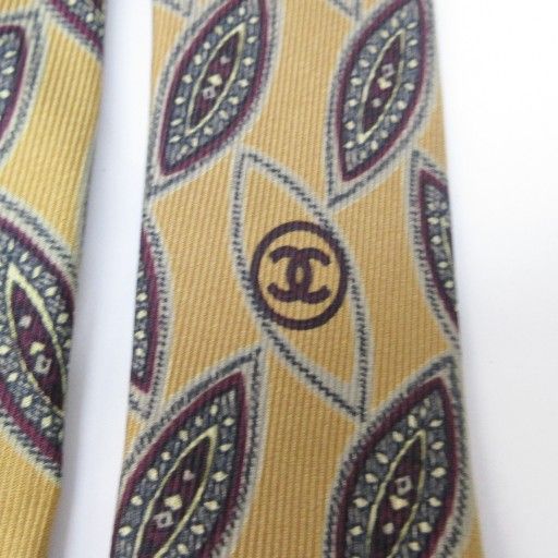 シャネル CHANEL ネクタイ ココマーク ロゴ シルク ペイズリー柄 総柄