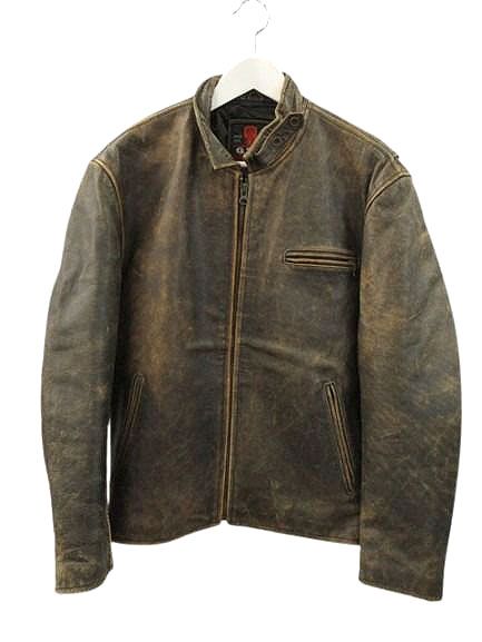 G.S.C ON TIME ジーエスシーオンタイム レザージャケット L 茶色