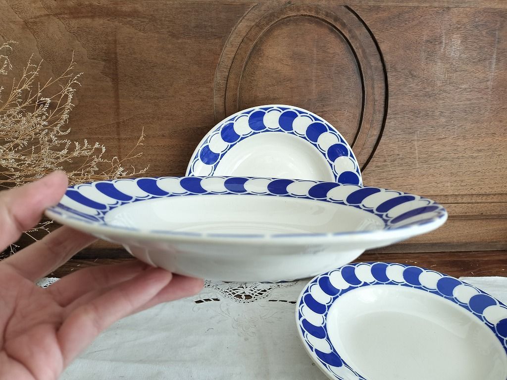  フランス アンティーク サルグミンヌ 絵つき 深皿 セット アンティーク雑貨 美術品 アンティーク コレクション