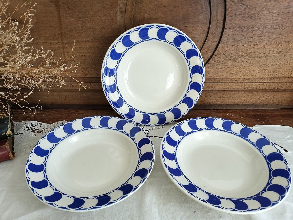 フランス アンティーク サルグミンヌ 絵つき 深皿 セット