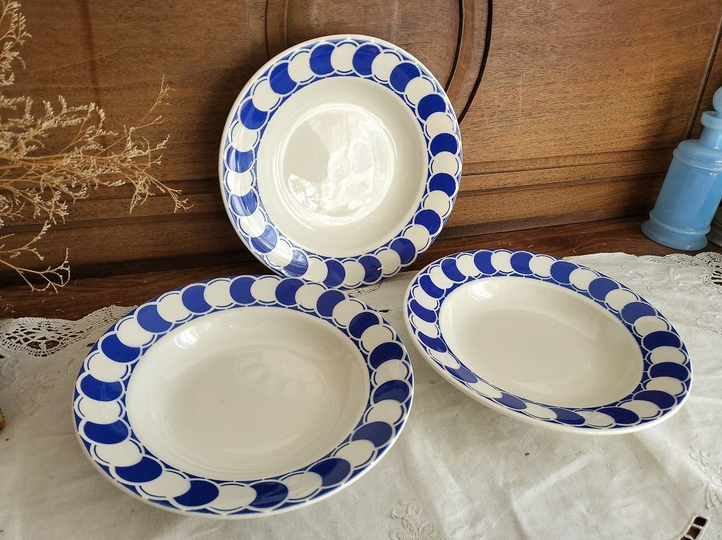 フランス アンティーク サルグミンヌ 絵つき 深皿 セット