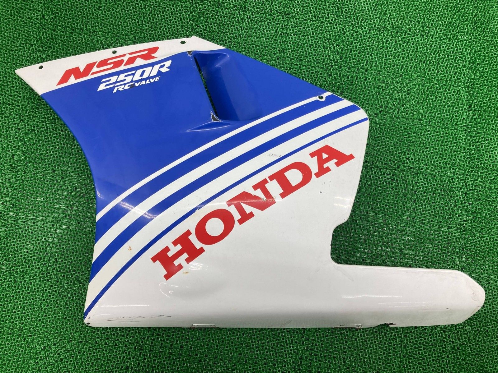 NSR 250 R サイドカウル 左 白 青 ホンダ バイク 部品 MC 18 アンダーカウル 88年 青テラ 修復素材に 品薄 車検 Or