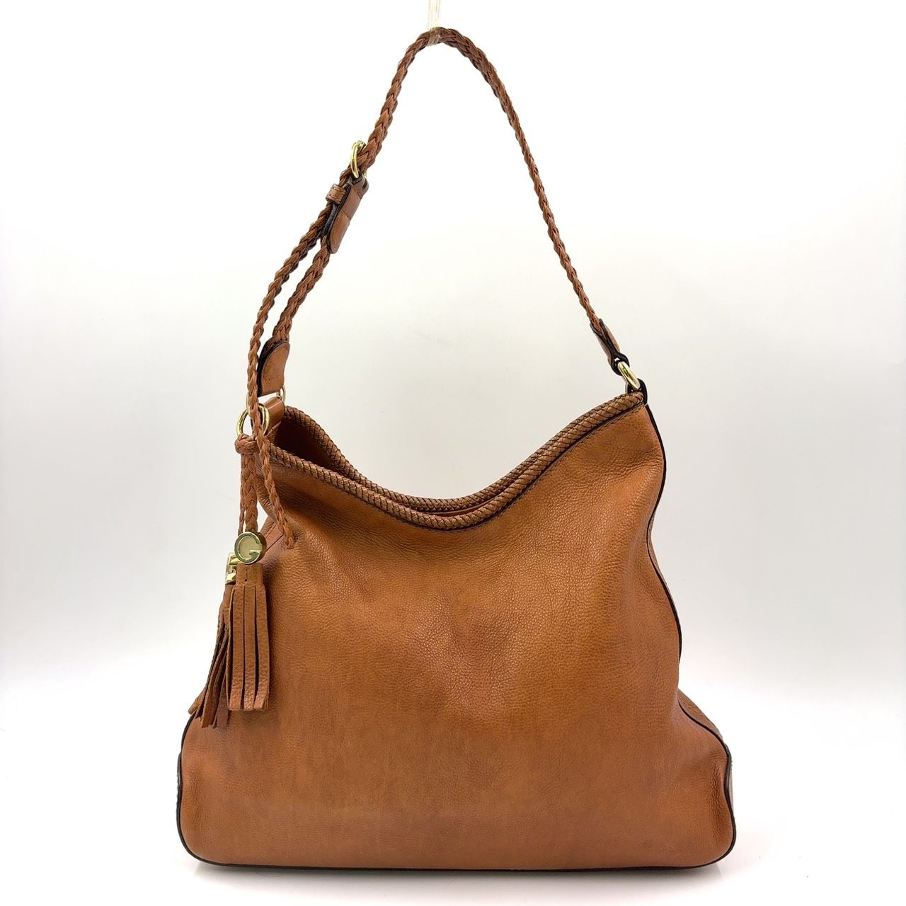 GUCCI マラケシュ レザー ブラウン ショルダーバッグ ゴールド 257026