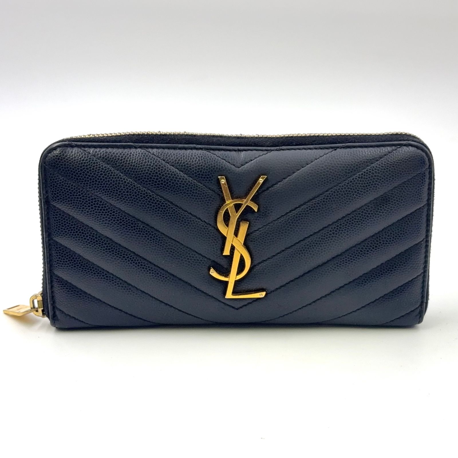 SAINT LAURENT PARIS カサンドラ ラウンドファスナー レザー ブラック