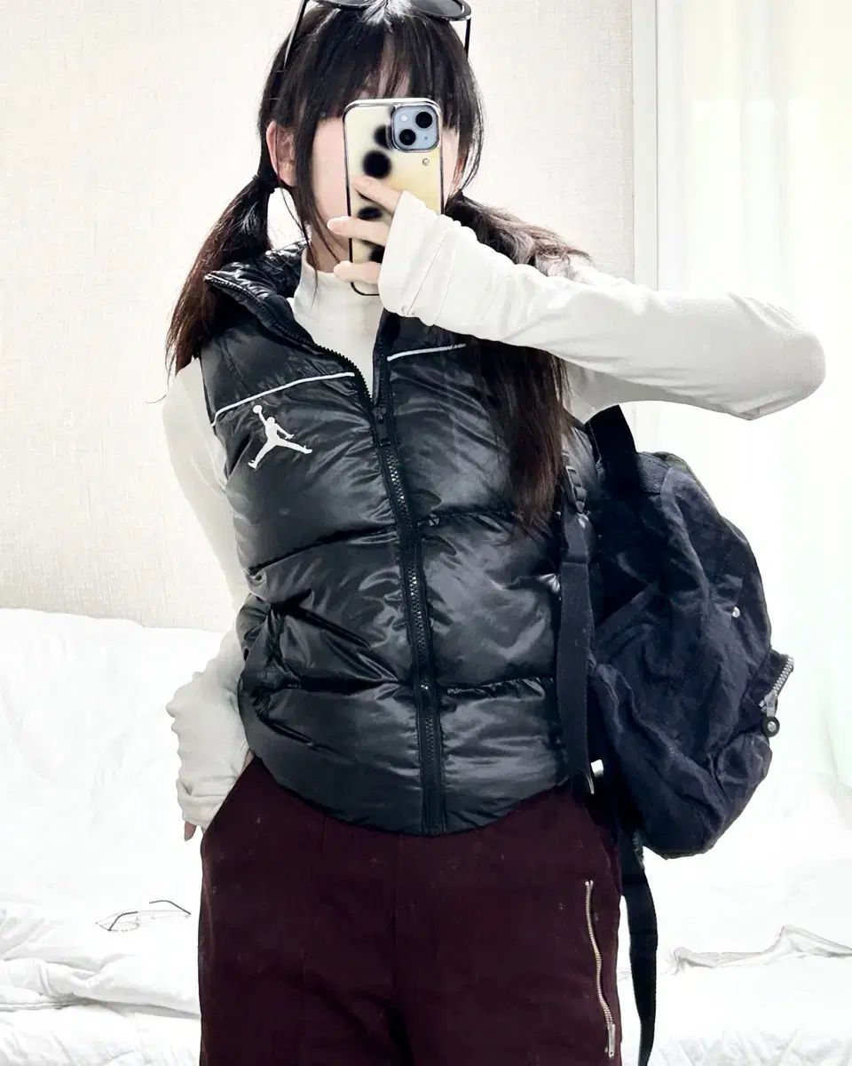 エアジョーダン 刺繍 ロゴ ブラック ダックダウン ダウンベスト