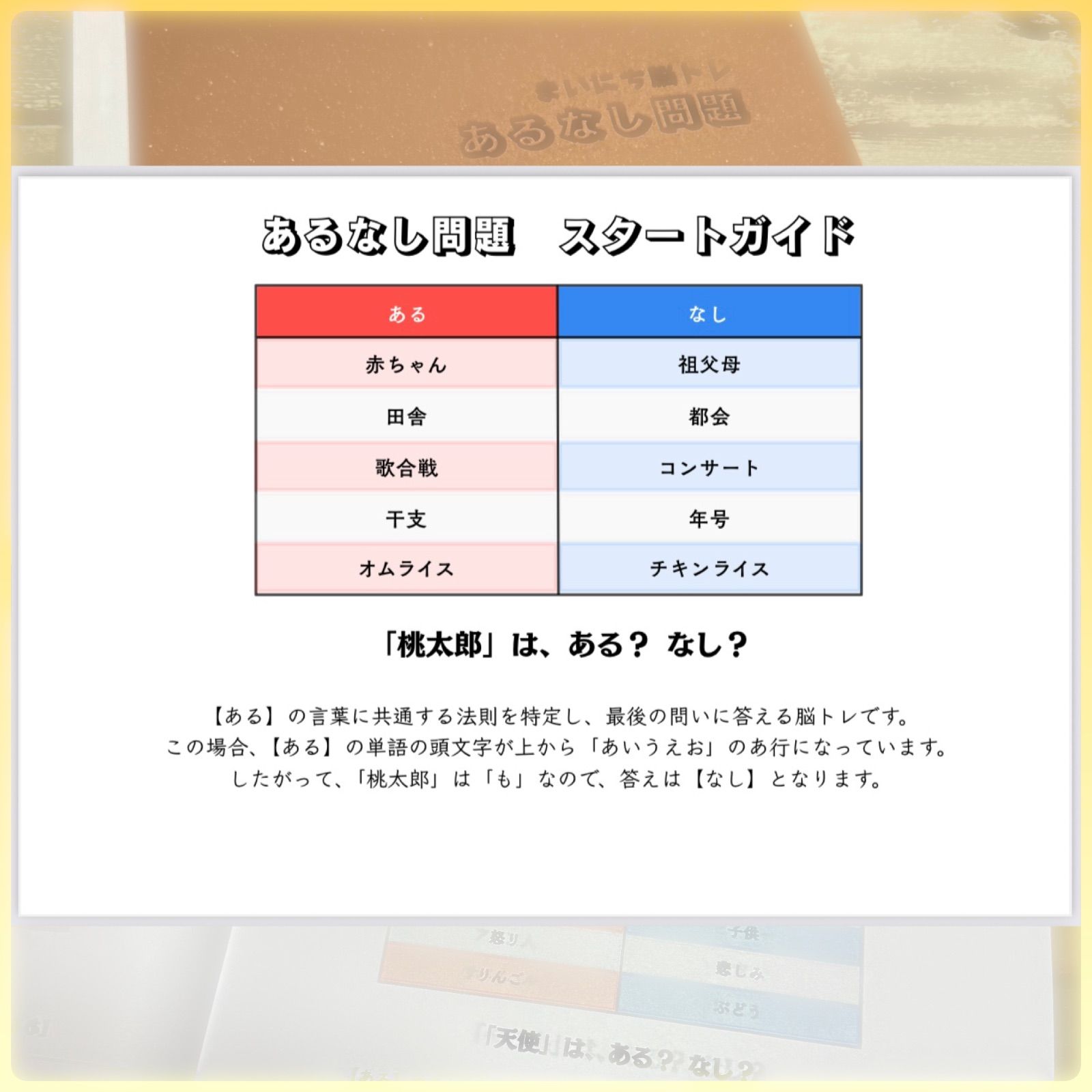 まいにち脳トレドリル】あるなし問題 クイズ 頭の体操 ひらめき