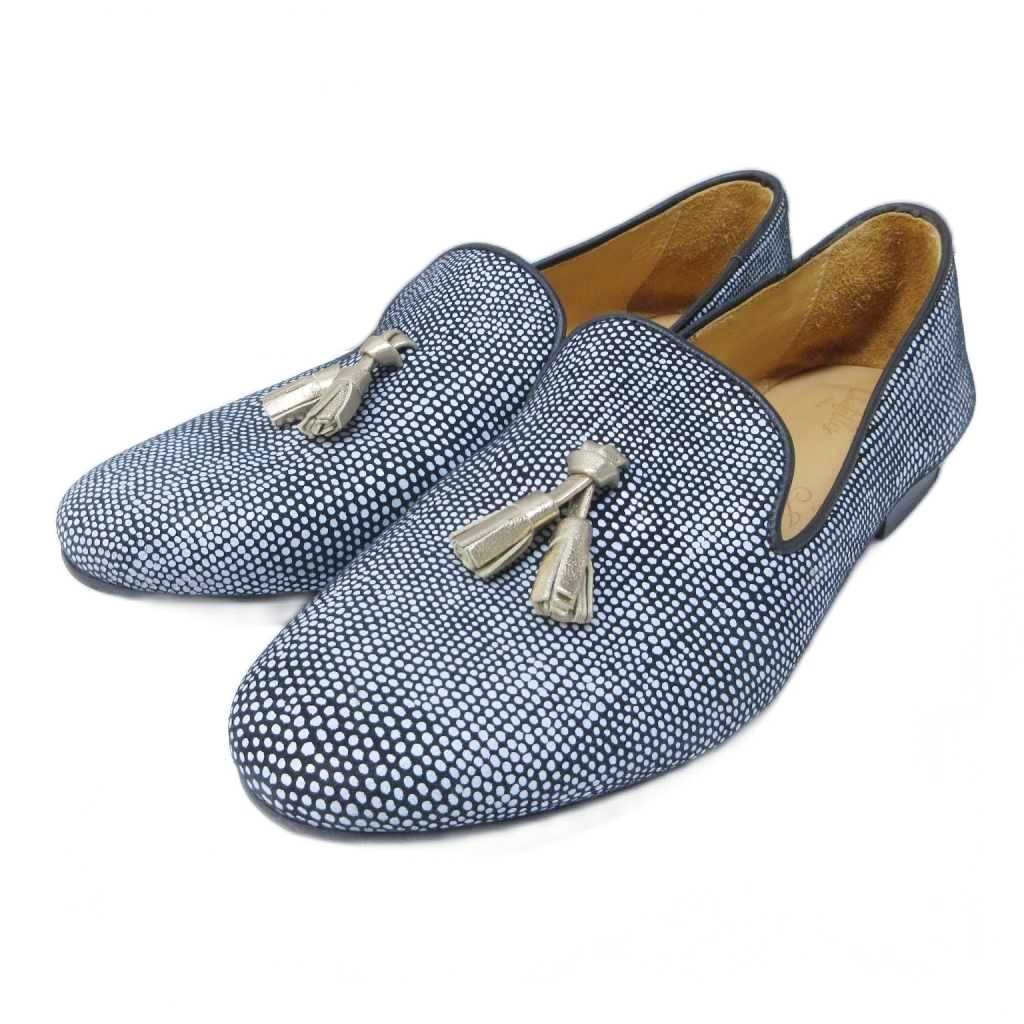 未使用 Chatelles シャテル タッセル ローファー 37フラットシューズ シャテル Chatelles タッセル ローファー レザー ドット柄 フラット