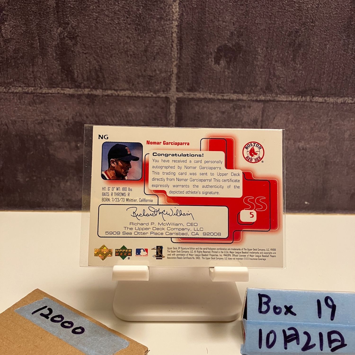 1999 Upper Deck Nomar Garciaparra 直筆サインカード Boston Red Sox SP Signature Edition カード