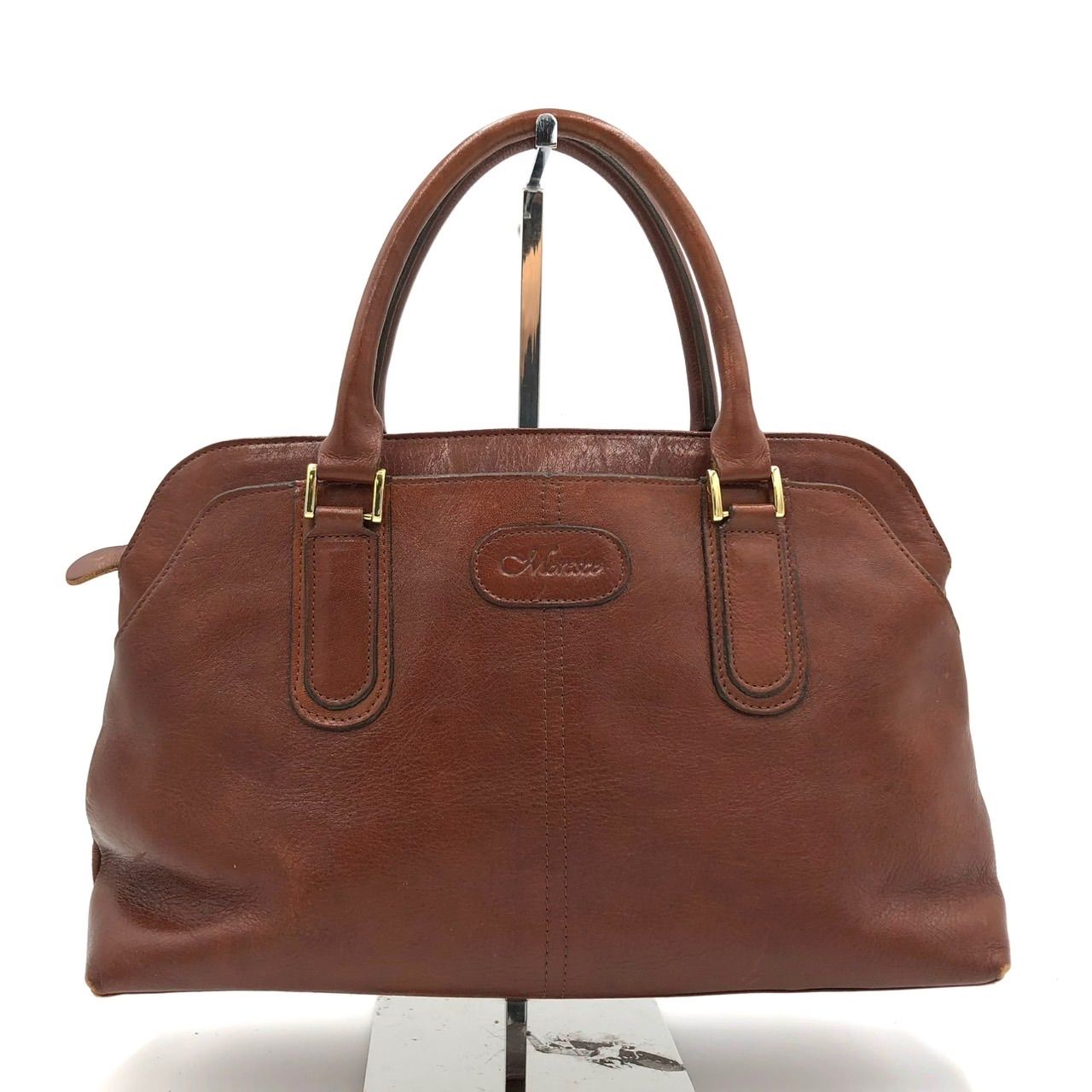 メタリックブラウン レザー ハンドバッグ ブラウン レザー ハンドバッグ 大容量 - メルカリ