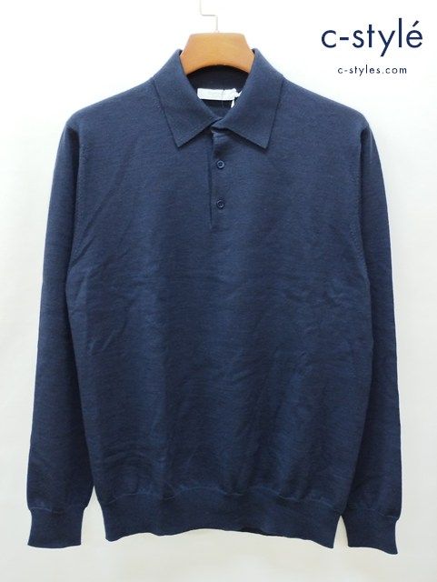 J 047 Costanza コスタンザ ニットポロシャツ 52 ネイビー イタリア製 長袖