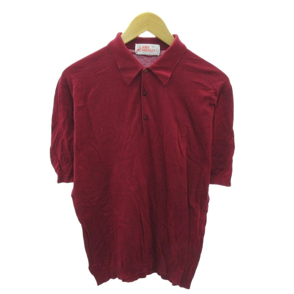 ジョンスメドレー JOHN SMEDLEY ヴィンテージ ポロシャツ コットン 半袖 英国製 40 紅 ボルドー 1213