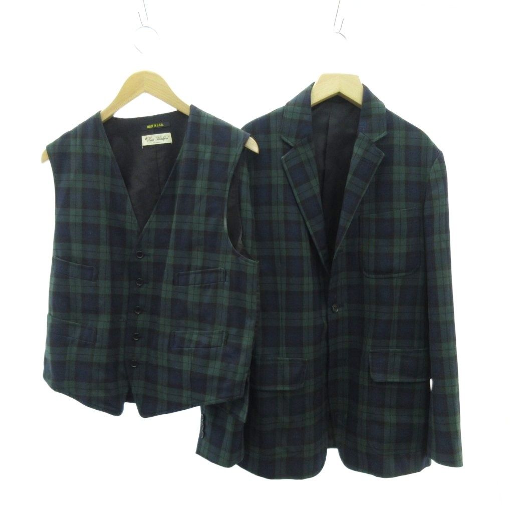ハントブラッチフォード ブラックウォッチ スーツ ジャケット ベスト 緑 グリーン L