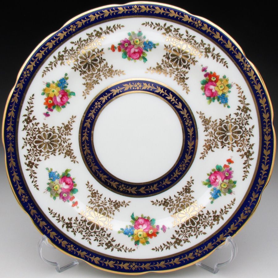 コウルドン 藍縁金彩花絵 トリオ カップ＆ソーサー＆プレート